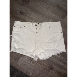 Aeropostale White‎ Distressed Boyfriend Cutoff Denim Shorts Women Size 16